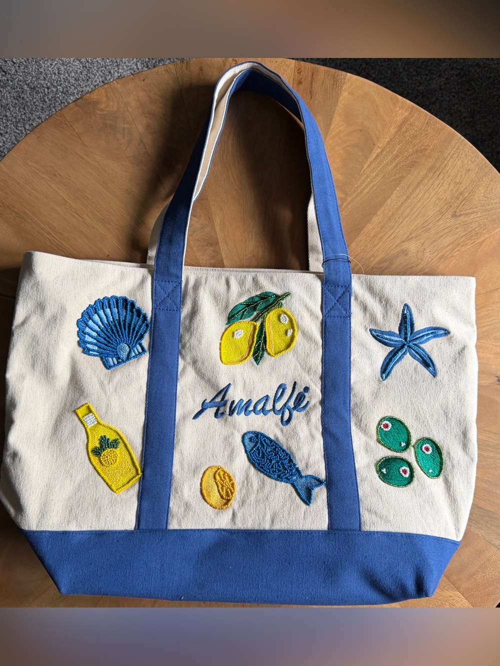 NWT Amalfi Embroidered Canvas Tote Bag